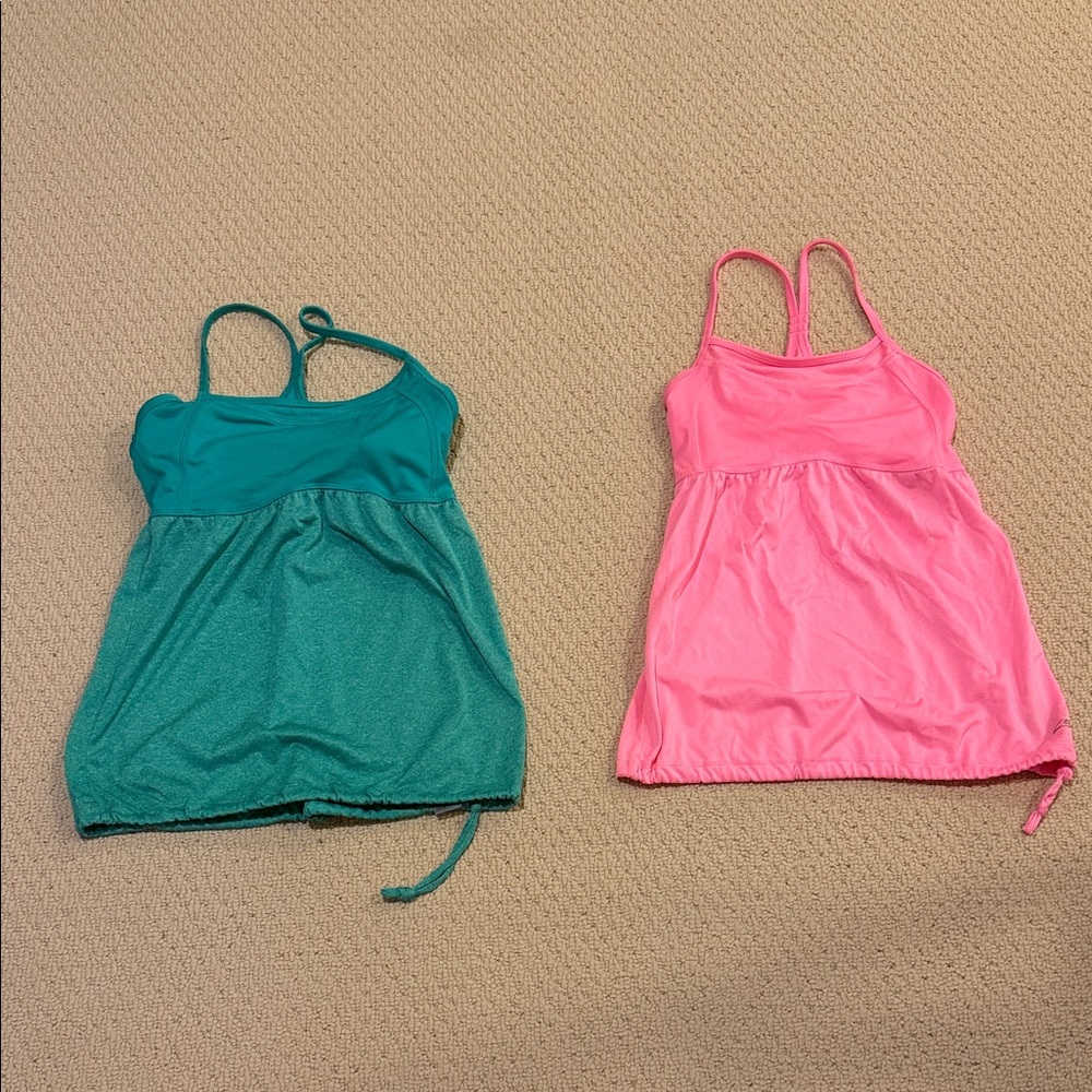 Women’s Built-In Sports Bra Tank Top - Teal and Pink